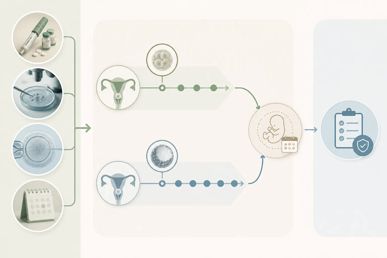 Pædagogisk visuel forklaring af metode og kontrol ved IVF-terminsberegning